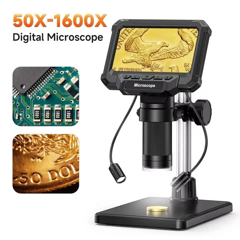 HD 4.3 Inch Digital Microscope 1080P 1000X Idntification Magnifier w 8 LED Lights for PCB Repairing Support PC Computer
HD 4.3 Inch Digital Microscope 1080P 1000X Idntification Magnifier w 8 LED Lights for PCB Repairing Support PC Computer