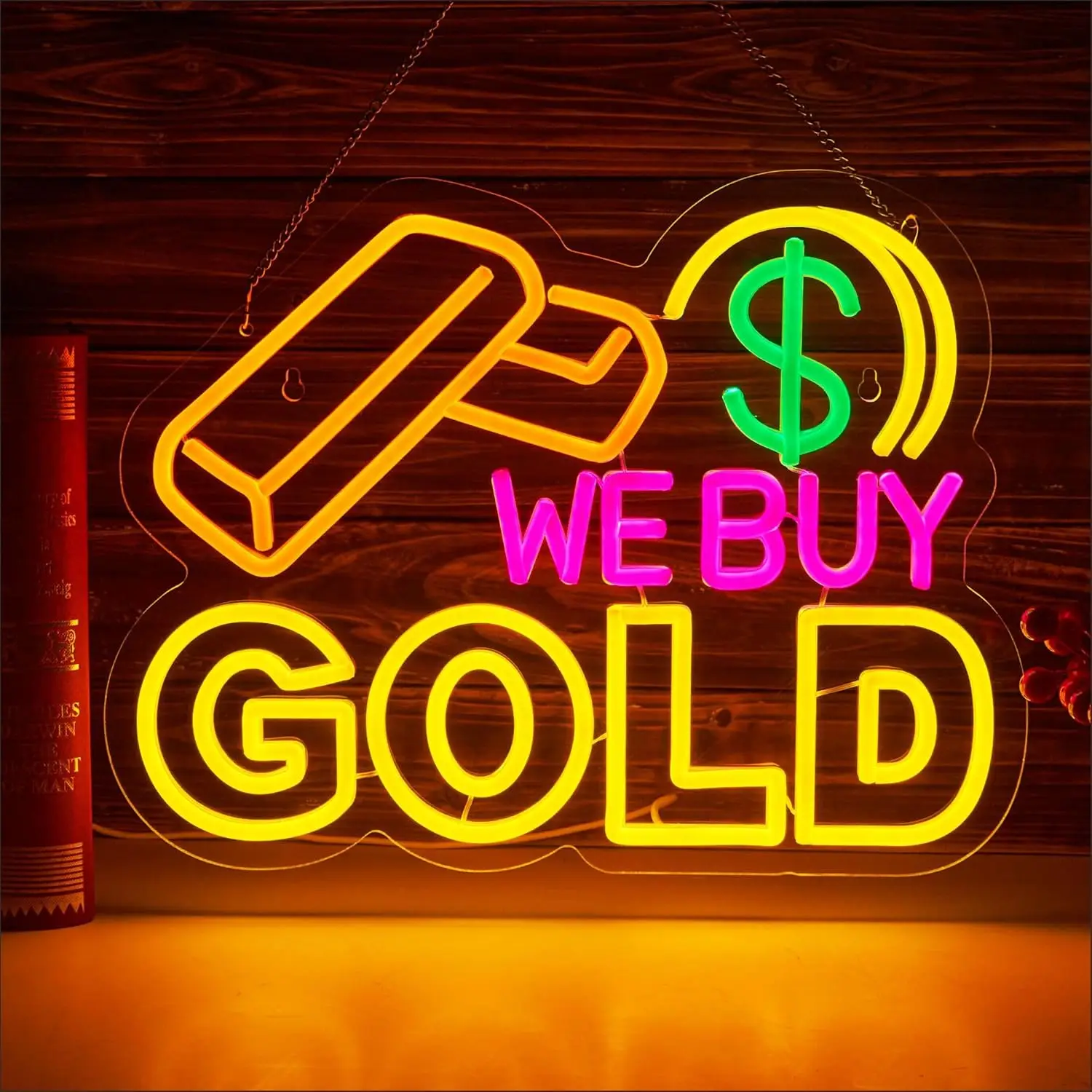 We Buy Gold Neon Sign Dimmable LED Neon Lights Sign for Gold Jewelry Shop Open Business Walls Window Shop Decor Gift for Family
We Buy Gold Neon Sign Dimmable LED Neon Lights Sign for Gold Jewelry Shop Open Business Walls Window Shop Decor Gift for Family