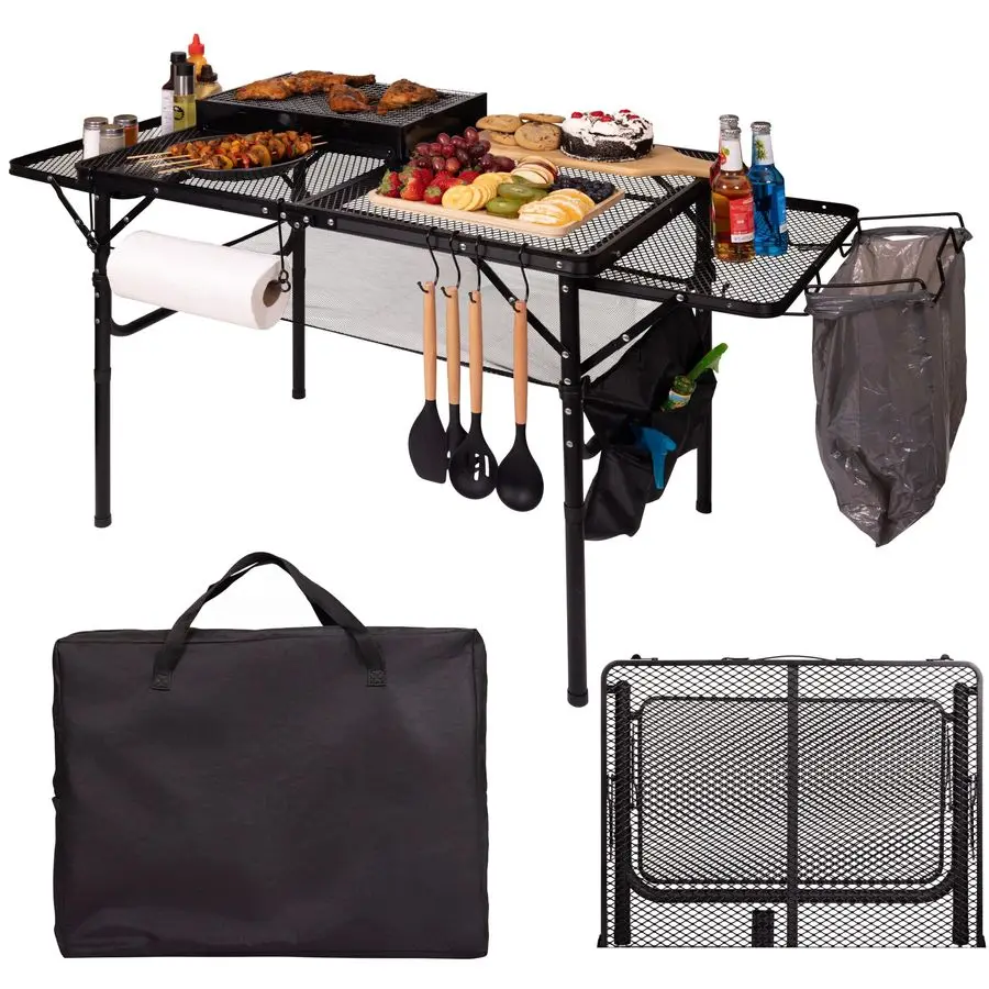 Table w Carry Bag, Paper Towel Holder, Garbage Holder, Wing Panels, 3x2 FT Foldable Table for Portable Grill, Picnic, Outdoor,
Table w Carry Bag, Paper Towel Holder, Garbage Holder, Wing Panels, 3x2 FT Foldable Table for Portable Grill, Picnic, Outdoor,