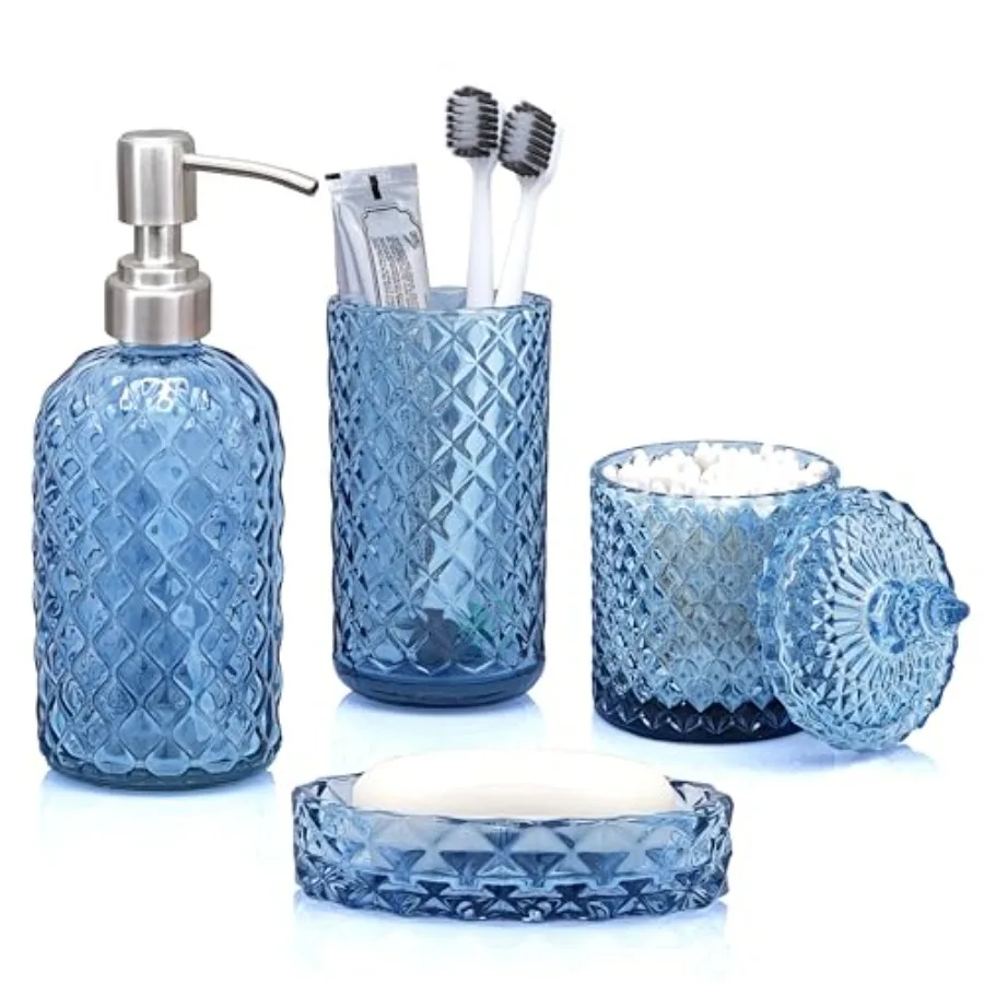 Bathroom Accessories Set, 4Pcs Clear Glass Bathroom Accessory Set, Lotion Soap Dispenser, Toothbrush Holder Set, Soap Dish, Qti
Bathroom Accessories Set, 4Pcs Clear Glass Bathroom Accessory Set, Lotion Soap Dispenser, Toothbrush Holder Set, Soap Dish, Qti