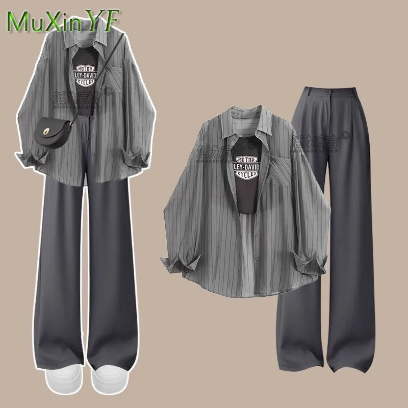 2025 Women's Summer New Casual Tracksuit Matching Set Korean Elegant Chiffon Sunscreen Shirt+Strap+Suit Pants 3-Piece Sets
2025 Women's Summer New Casual Tracksuit Matching Set Korean Elegant Chiffon Sunscreen Shirt+Strap+Suit Pants 3-Piece Sets