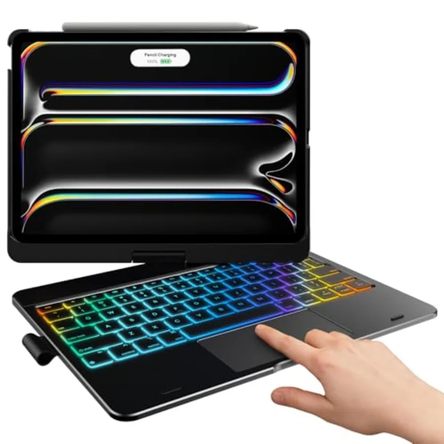 Touch Keyboard Case for iPad Pro 11-inch M5/M4, 2025/2024:black silicone case with wireless keyboard, 11-color backlight, 360 r
Touch Keyboard Case for iPad Pro 11-inch M5/M4, 2025/2024:black silicone case with wireless keyboard, 11-color backlight, 360 r
