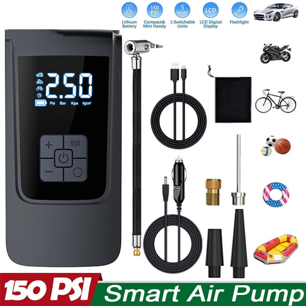 Wireless Car Smart Air Pump Portable Digital Car Automatic Compressor Tire Inflator For Motorcycle Bike Balls 150PSI Inflator
Wireless Car Smart Air Pump Portable Digital Car Automatic Compressor Tire Inflator For Motorcycle Bike Balls 150PSI Inflator