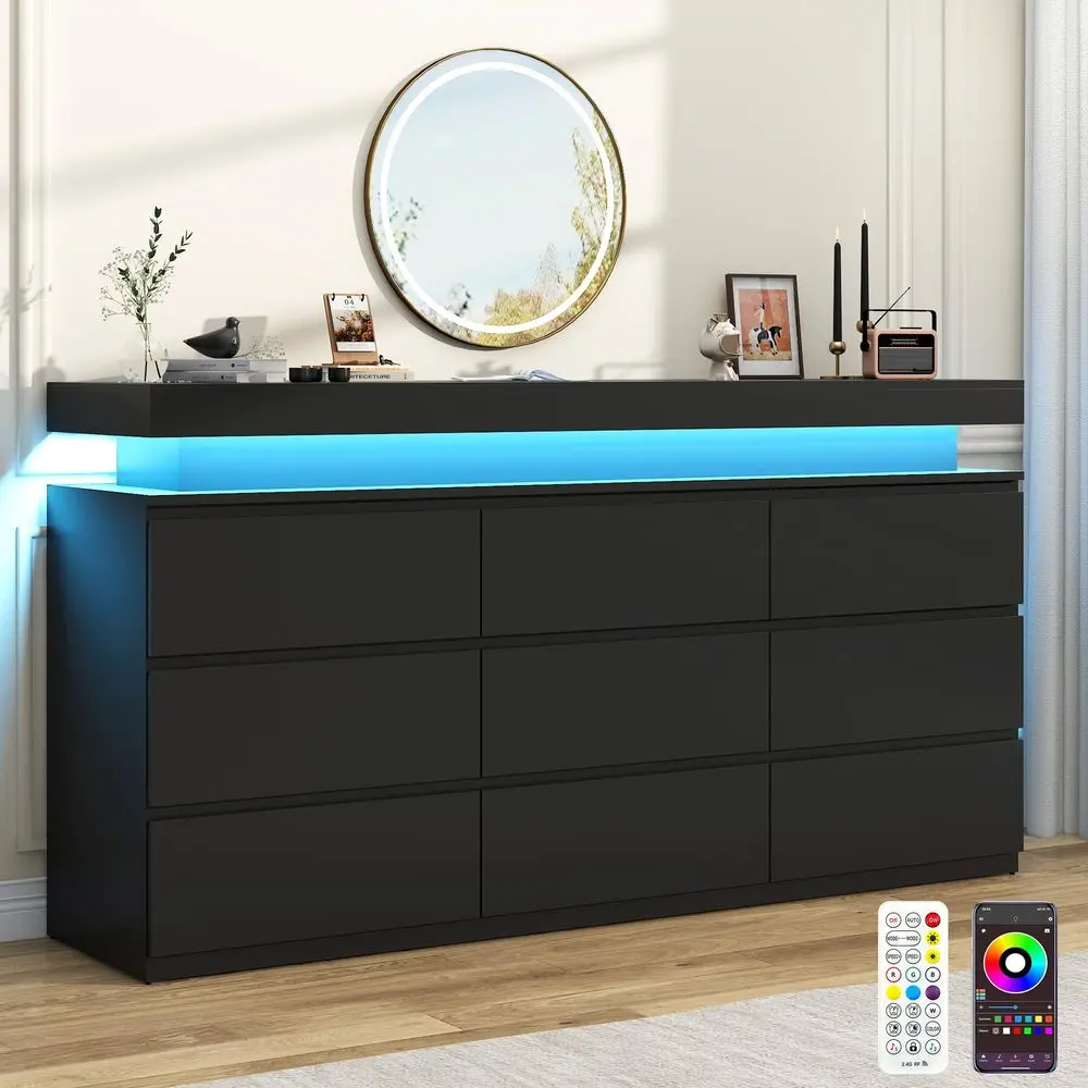 9 Drawer Dresser with LED Light, Modern Chest of Drawers for Closet, 63 Wide Drawer Organizer Cabinet for Bedroom, Living Room,
9 Drawer Dresser with LED Light, Modern Chest of Drawers for Closet, 63 Wide Drawer Organizer Cabinet for Bedroom, Living Room,