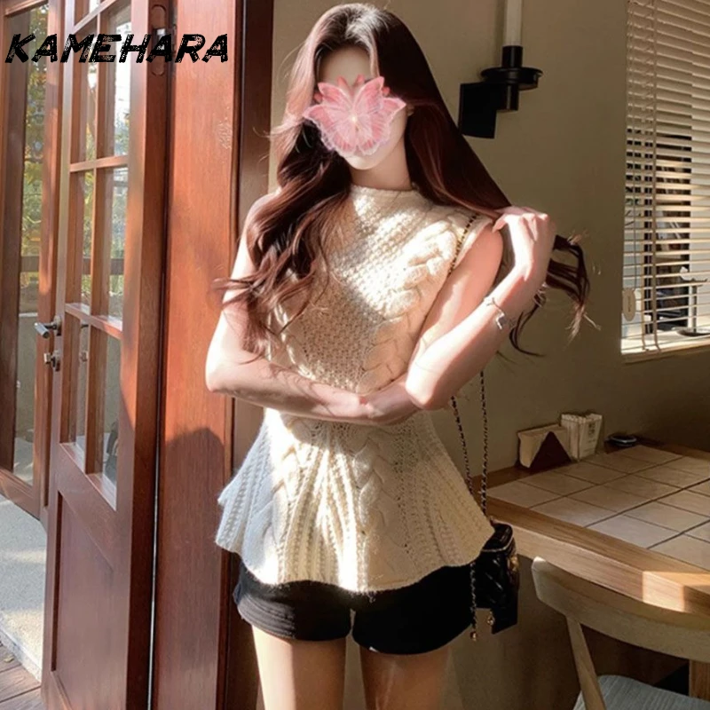 KAMEHARA Design Elegant Vest Tops Female Y2k Pullover Chic Japanese Spring Sleeveless Knitted Top Women Korean Fashion Clothing
KAMEHARA Design Elegant Vest Tops Female Y2k Pullover Chic Japanese Spring Sleeveless Knitted Top Women Korean Fashion Clothing