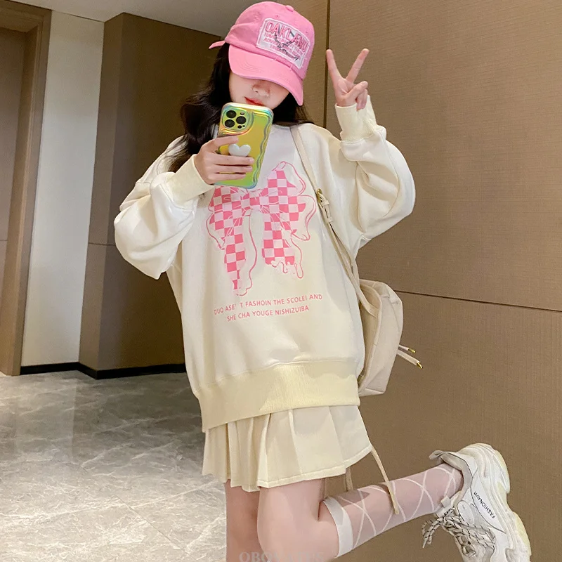 2026 Children Japanese 2 Pieces JK Girl Clothes Set With Bow Print Sweatshirt And Pleated Skirt Clothing Set Kids School Uniform
2026 Children Japanese 2 Pieces JK Girl Clothes Set With Bow Print Sweatshirt And Pleated Skirt Clothing Set Kids School Uniform