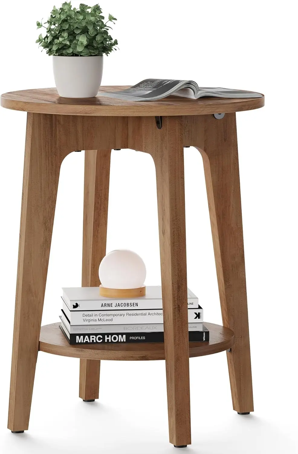 Small Round End Table with Lower Shelf, Nightstand for Small Spaces, Living Room, Bedroom
Small Round End Table with Lower Shelf, Nightstand for Small Spaces, Living Room, Bedroom