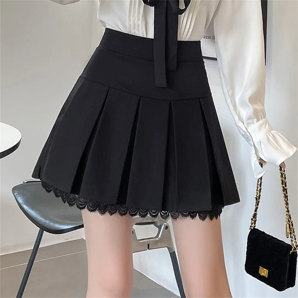 Woman A-line Short Skirt Female Sweet Girl Fashion Spring Summer Clothes Black Slim Fit High Waist Pleated Lace Mini Skirt
Woman A-line Short Skirt Female Sweet Girl Fashion Spring Summer Clothes Black Slim Fit High Waist Pleated Lace Mini Skirt