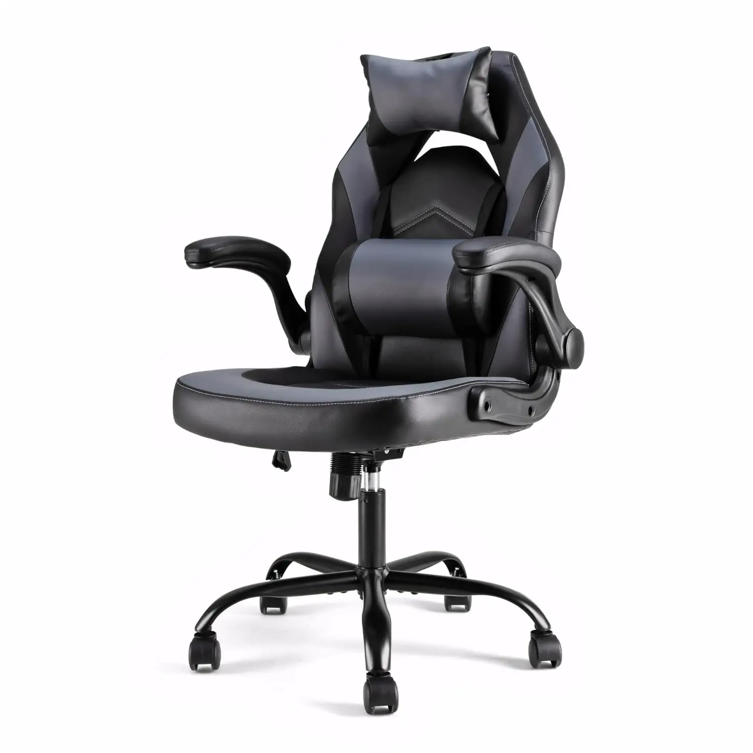 Ergonomic Computer Gaming Desk Chair, PU Leather with Adjustable Lumbar Support and Headrest, Flip-Up Armrests Swivel Wheels & R
Ergonomic Computer Gaming Desk Chair, PU Leather with Adjustable Lumbar Support and Headrest, Flip-Up Armrests Swivel Wheels & R