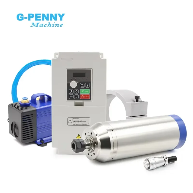 G-Penny 3.7KW ER20 D100 220V/380V Water-Cooled Spindle Motor Bullet-Type with H100 4KW Inverter, Water Pump, Bracket Kit
G-Penny 3.7KW ER20 D100 220V/380V Water-Cooled Spindle Motor Bullet-Type with H100 4KW Inverter, Water Pump, Bracket Kit