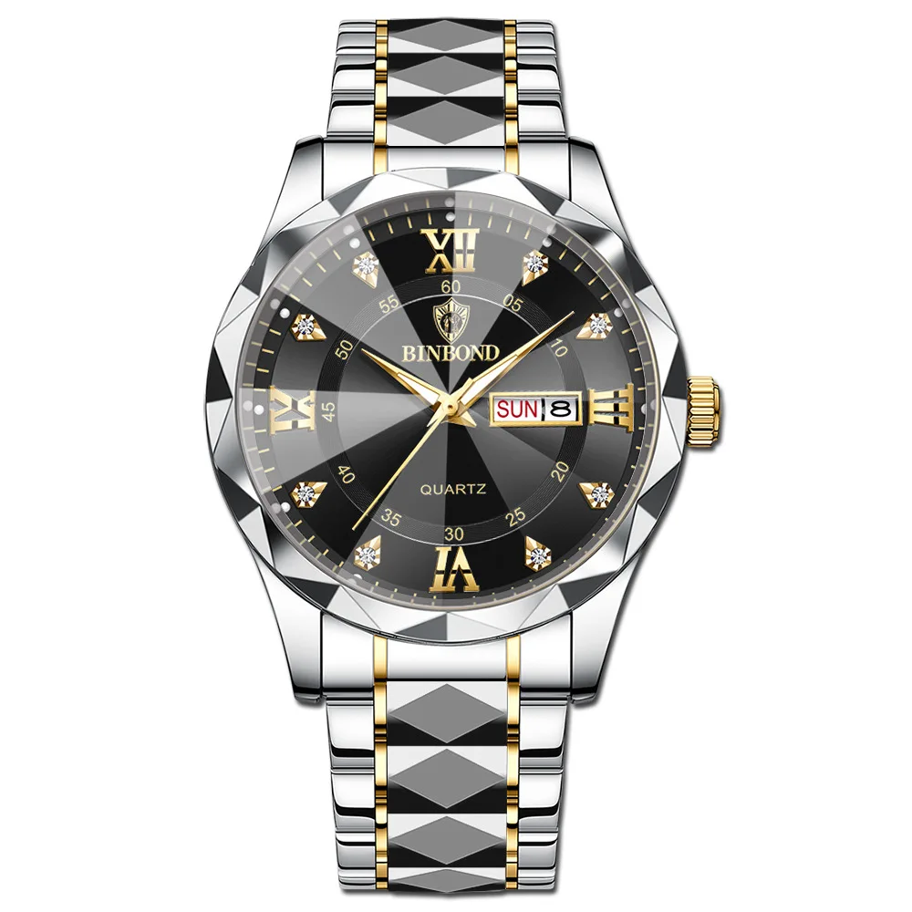 Men's Watch Waterproof Night Light Calendar Quartz Watch Business Fashion Steel Belt Gold Pointer Diamond Shaped Glass
Men's Watch Waterproof Night Light Calendar Quartz Watch Business Fashion Steel Belt Gold Pointer Diamond Shaped Glass