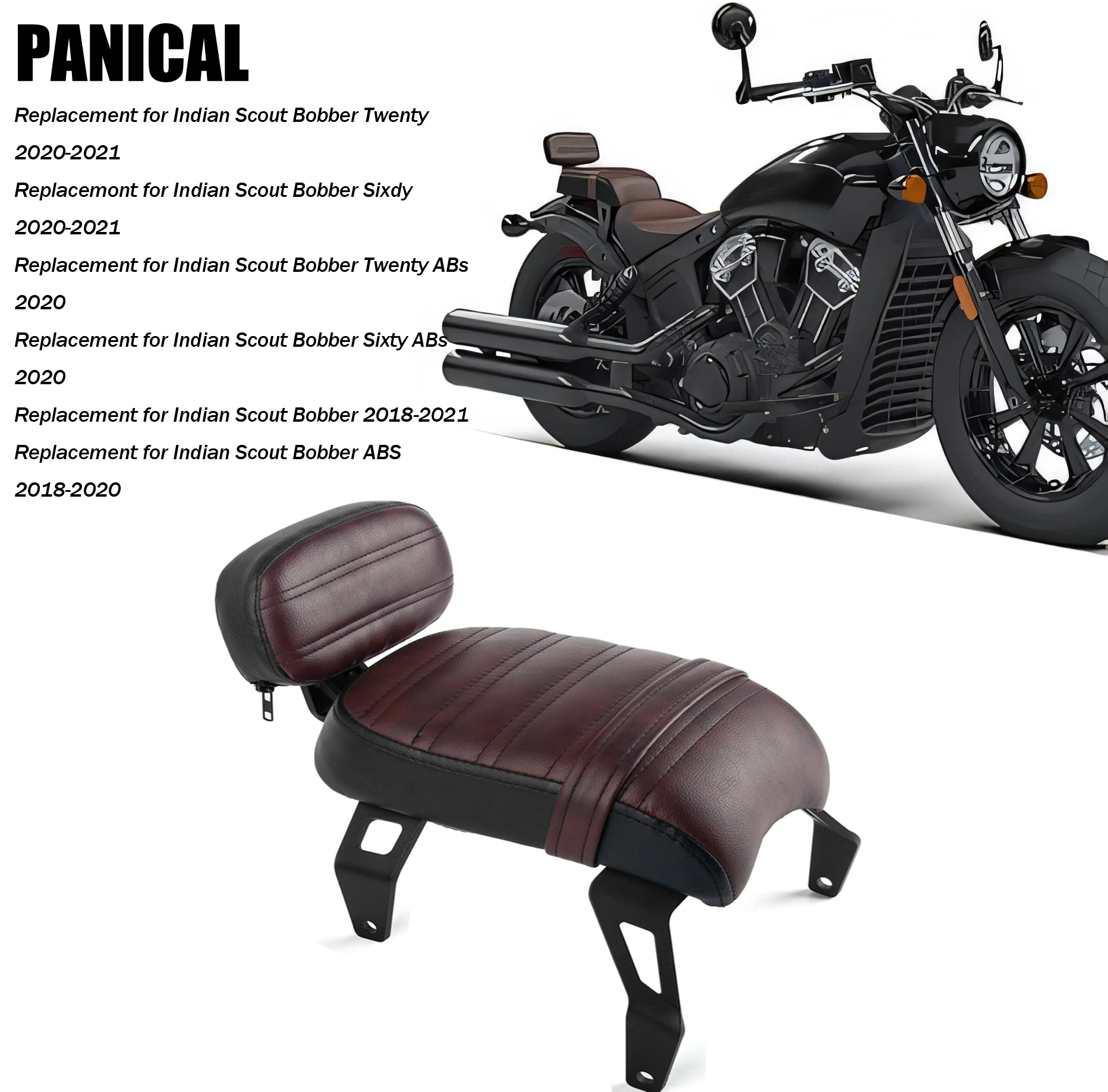 Motorcycle Parts Passenger Seat Backrest Rear Passenger Seat with Backrest Kits Replacement for Indian Scout Bobber 2018‑2025
Motorcycle Parts Passenger Seat Backrest Rear Passenger Seat with Backrest Kits Replacement for Indian Scout Bobber 2018‑2025