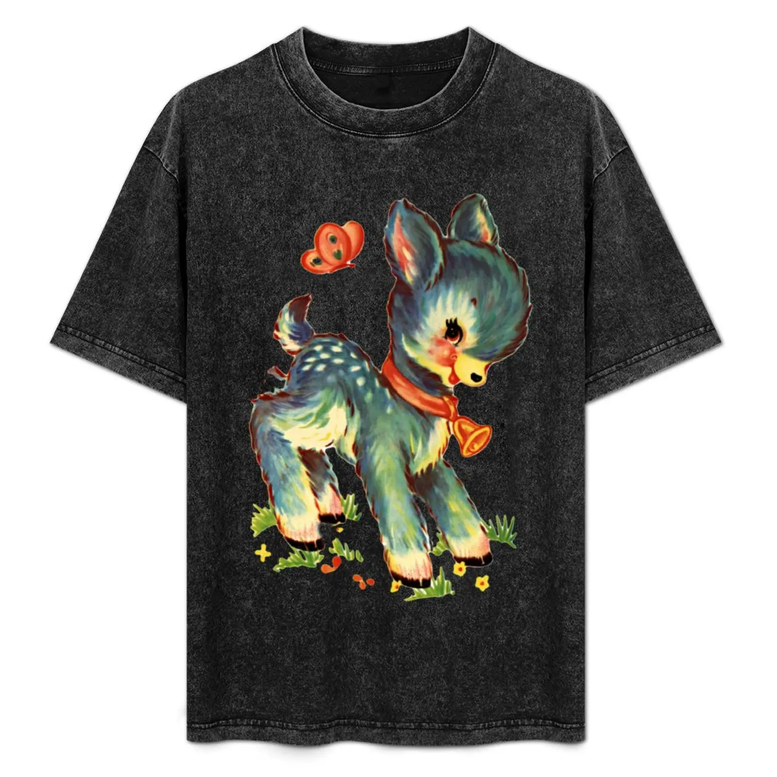 Baby Goat with Bell and Butterfly Vintage Retro Transfer T-Shirt Basic Breathable Solid Color T-Shirt
Baby Goat with Bell and Butterfly Vintage Retro Transfer T-Shirt Basic Breathable Solid Color T-Shirt