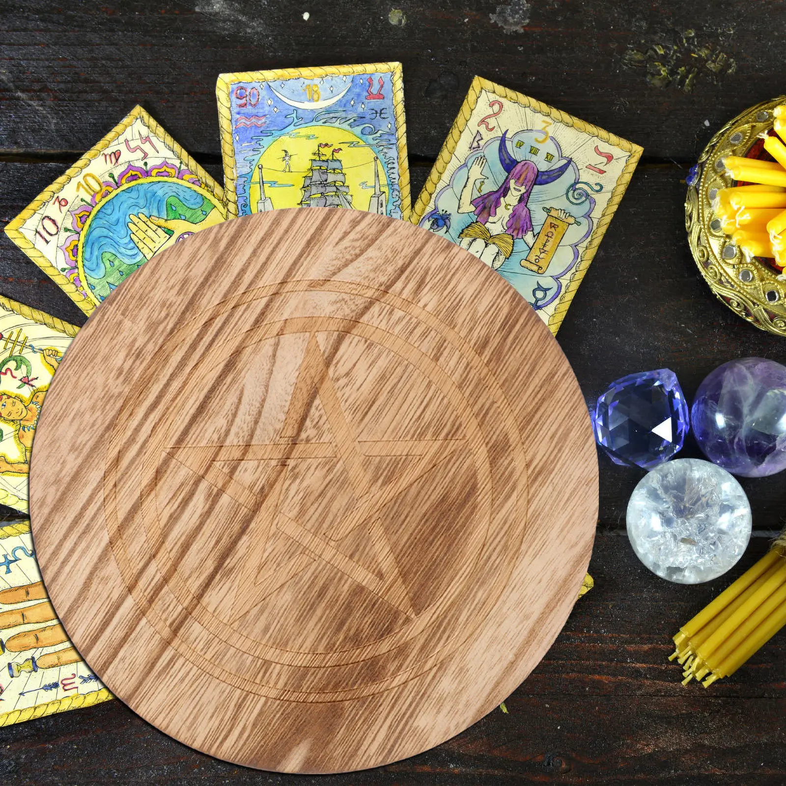 Wooden Pentacle Round Altar Tray Worship Plate For Worship Offering Storage Home Temple Decoration Ritual Accessory
Wooden Pentacle Round Altar Tray Worship Plate For Worship Offering Storage Home Temple Decoration Ritual Accessory