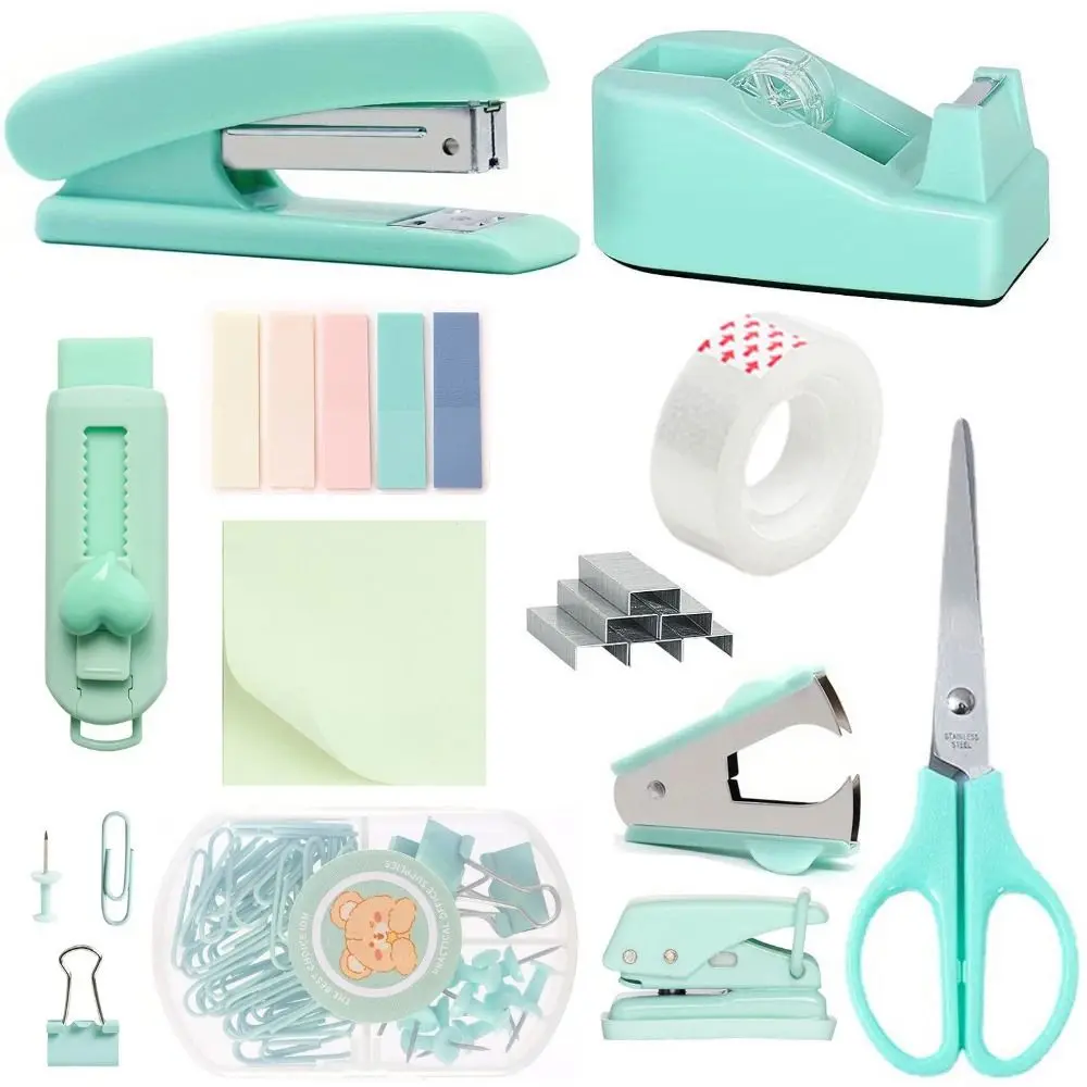 Tape Dispenser Stapler Set Scissor and Tabs Staple Remover Office Stationery Kit Paper Clips Macaron Color Desk Accessories
Tape Dispenser Stapler Set Scissor and Tabs Staple Remover Office Stationery Kit Paper Clips Macaron Color Desk Accessories