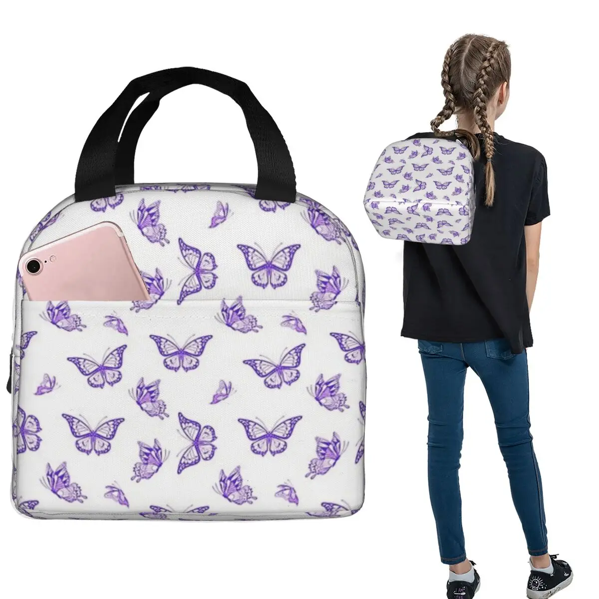 The Purple Butterfly Print Insulated Lunch Bag for Women Kids Portable Food Boxes Thermal Lunch Box Tote
The Purple Butterfly Print Insulated Lunch Bag for Women Kids Portable Food Boxes Thermal Lunch Box Tote