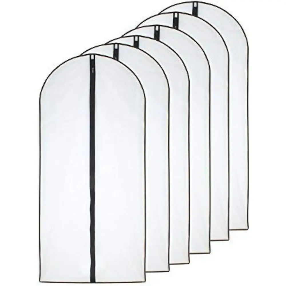 Set of 6 Plastic Zippered Garment Bags for Hanging Clothes, Suits, and Coats - 24x40 inches, Black
Set of 6 Plastic Zippered Garment Bags for Hanging Clothes, Suits, and Coats - 24x40 inches, Black