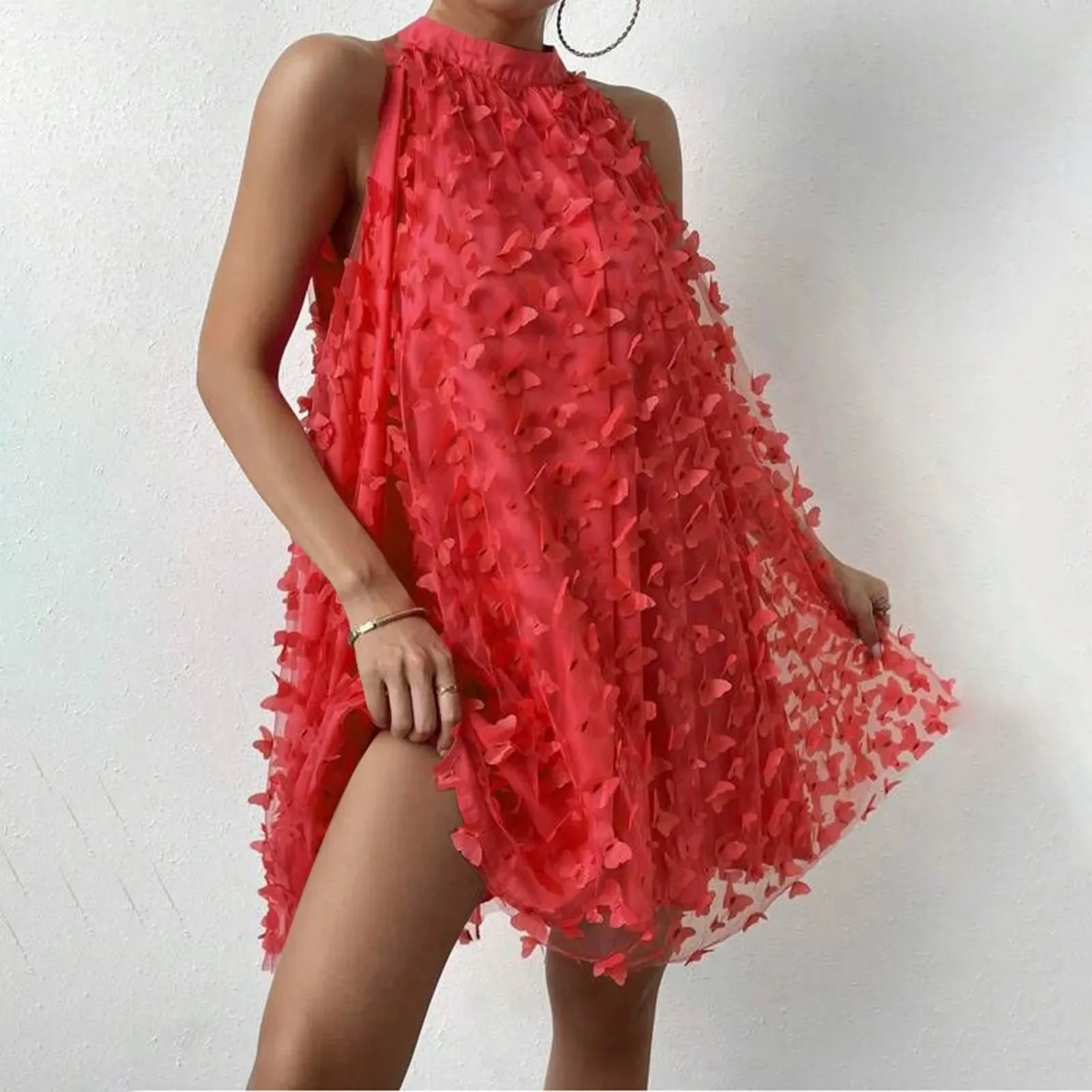 Women Evening Party Dress Butterfly Appliques Mesh Overlay Halter Neck Sleeveless Dress 2024 Summer Cocktail Mini Dress Vestidos
Women Evening Party Dress Butterfly Appliques Mesh Overlay Halter Neck Sleeveless Dress 2024 Summer Cocktail Mini Dress Vestidos