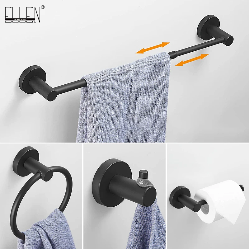 ELLEN Bathroom Hardware Set Single Towel Bar Expandable Bath Towel Holder Bathroom Wall Black Towel Rack Roll Paper Holder Hooks
ELLEN Bathroom Hardware Set Single Towel Bar Expandable Bath Towel Holder Bathroom Wall Black Towel Rack Roll Paper Holder Hooks