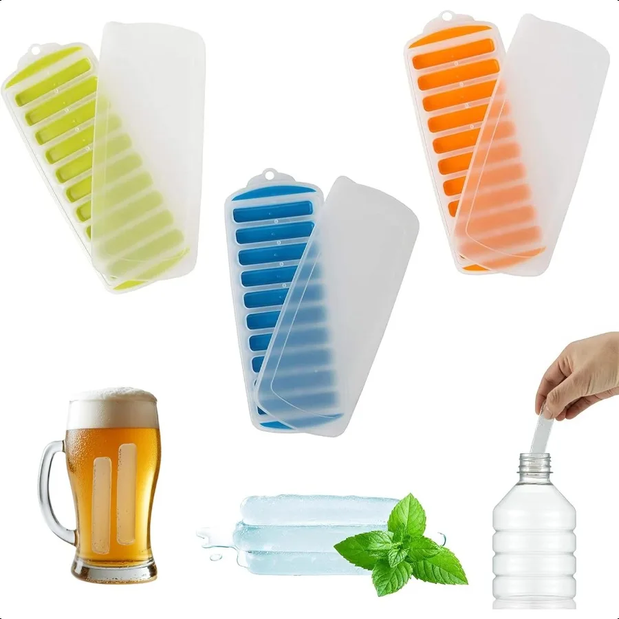 Water Bottle Silicone Ice Cube Tray by 3Piece QuickFreeze Ice Trays with 10 Ice Cube Slots Silicone Ice Cube Tray Set Makes 30 
Water Bottle Silicone Ice Cube Tray by 3Piece QuickFreeze Ice Trays with 10 Ice Cube Slots Silicone Ice Cube Tray Set Makes 30