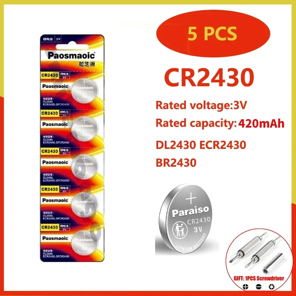 CR2430 5pcs battery cr2430 DL2430 BL2430 3V Lithium-ion button cell For Watch Toy Calculator Car Key Remote Control coin cell
CR2430 5pcs battery cr2430 DL2430 BL2430 3V Lithium-ion button cell For Watch Toy Calculator Car Key Remote Control coin cell