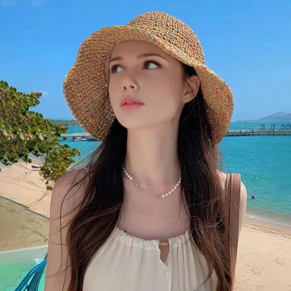 Small Face Hat Handmade Rainbow Straw Fisherman Hat Breathable Hollow Sun Protection Hat Foldable Large Brim Vacation Beach Cap
Small Face Hat Handmade Rainbow Straw Fisherman Hat Breathable Hollow Sun Protection Hat Foldable Large Brim Vacation Beach Cap