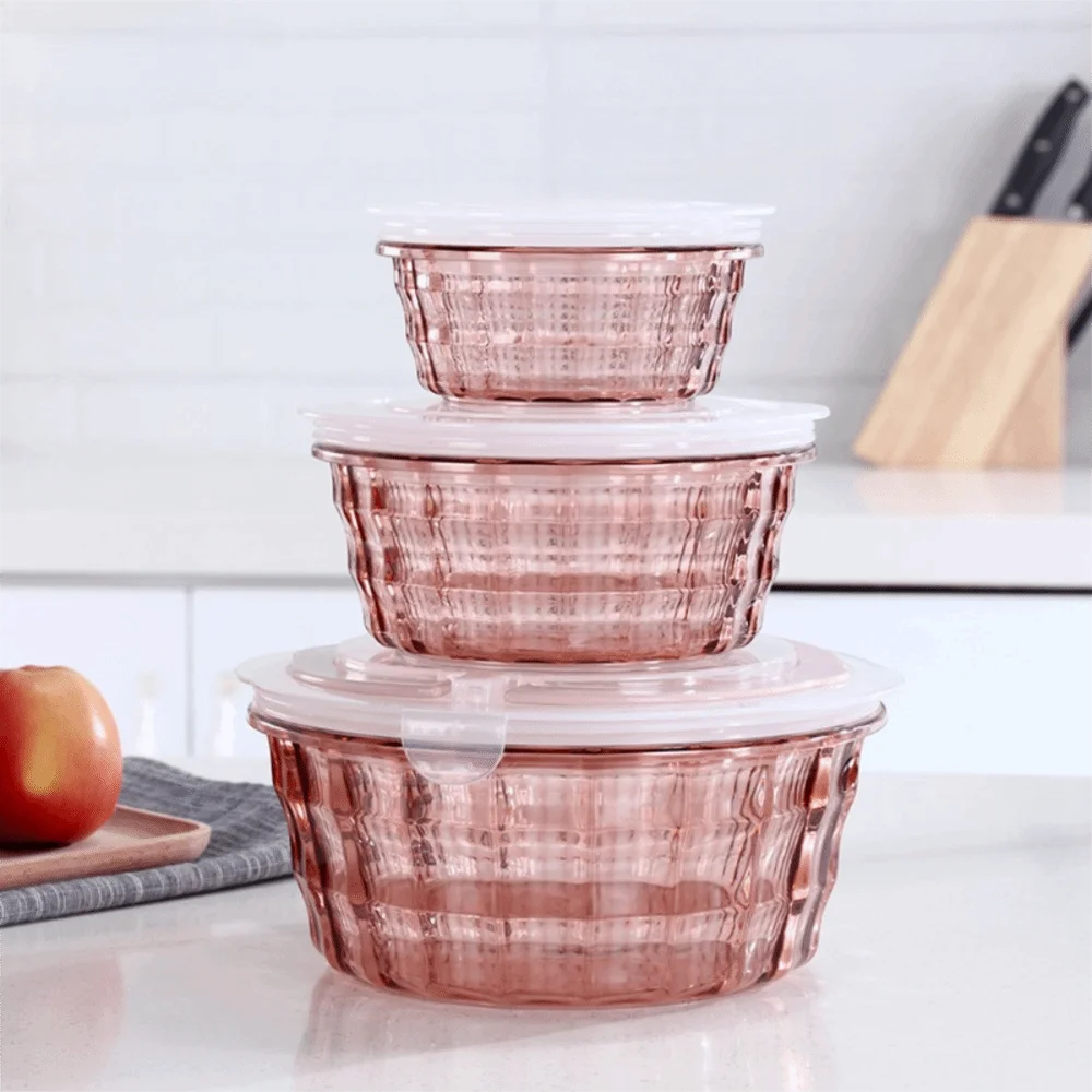 3PCS Stripe Pattern Food Preservation Box Set Round/Square Folding Handle Salad Bowl Food Grade Plastic Transparent
3PCS Stripe Pattern Food Preservation Box Set Round/Square Folding Handle Salad Bowl Food Grade Plastic Transparent