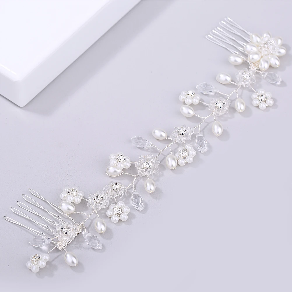 Silver Comb Bridal Hair Accessories Double Clip Wedding Headdress Durable Fashionable Pearl Decorative Bride Party
Silver Comb Bridal Hair Accessories Double Clip Wedding Headdress Durable Fashionable Pearl Decorative Bride Party