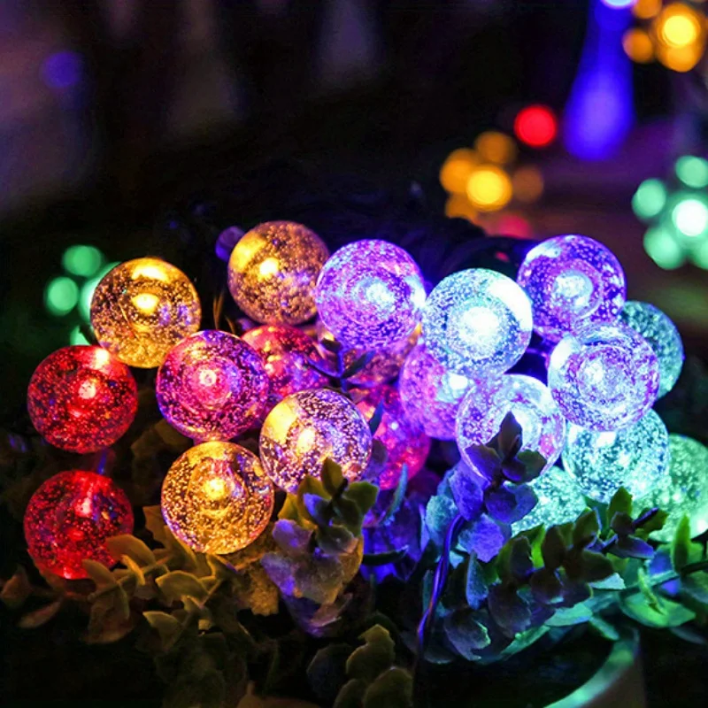 Solar-powered crystal ball string lights, featuring 8 flashing modes, Suitable for garden decoration, themed celebrations.
Solar-powered crystal ball string lights, featuring 8 flashing modes, Suitable for garden decoration, themed celebrations.