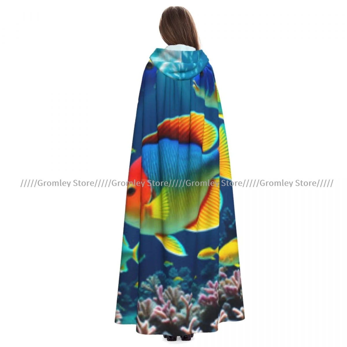 Witch Long Hooded Robe Tropical Fish Sea Print Halloween Cloak Cosplay Costumes for Adult
Witch Long Hooded Robe Tropical Fish Sea Print Halloween Cloak Cosplay Costumes for Adult