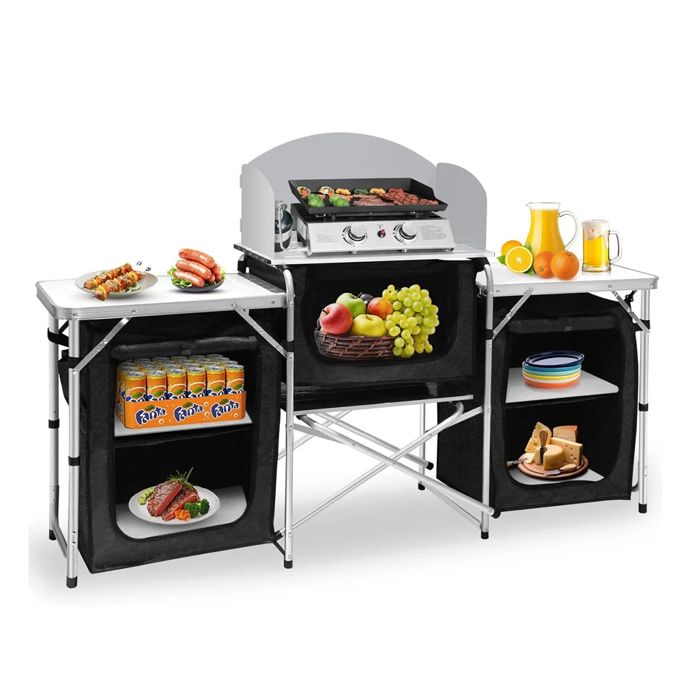 Removable Camping Outdoor Kitchen Table, Portable Aluminum Camping Equipment, Windproof Multifunctional Camping BBQ Picnic Table
Removable Camping Outdoor Kitchen Table, Portable Aluminum Camping Equipment, Windproof Multifunctional Camping BBQ Picnic Table