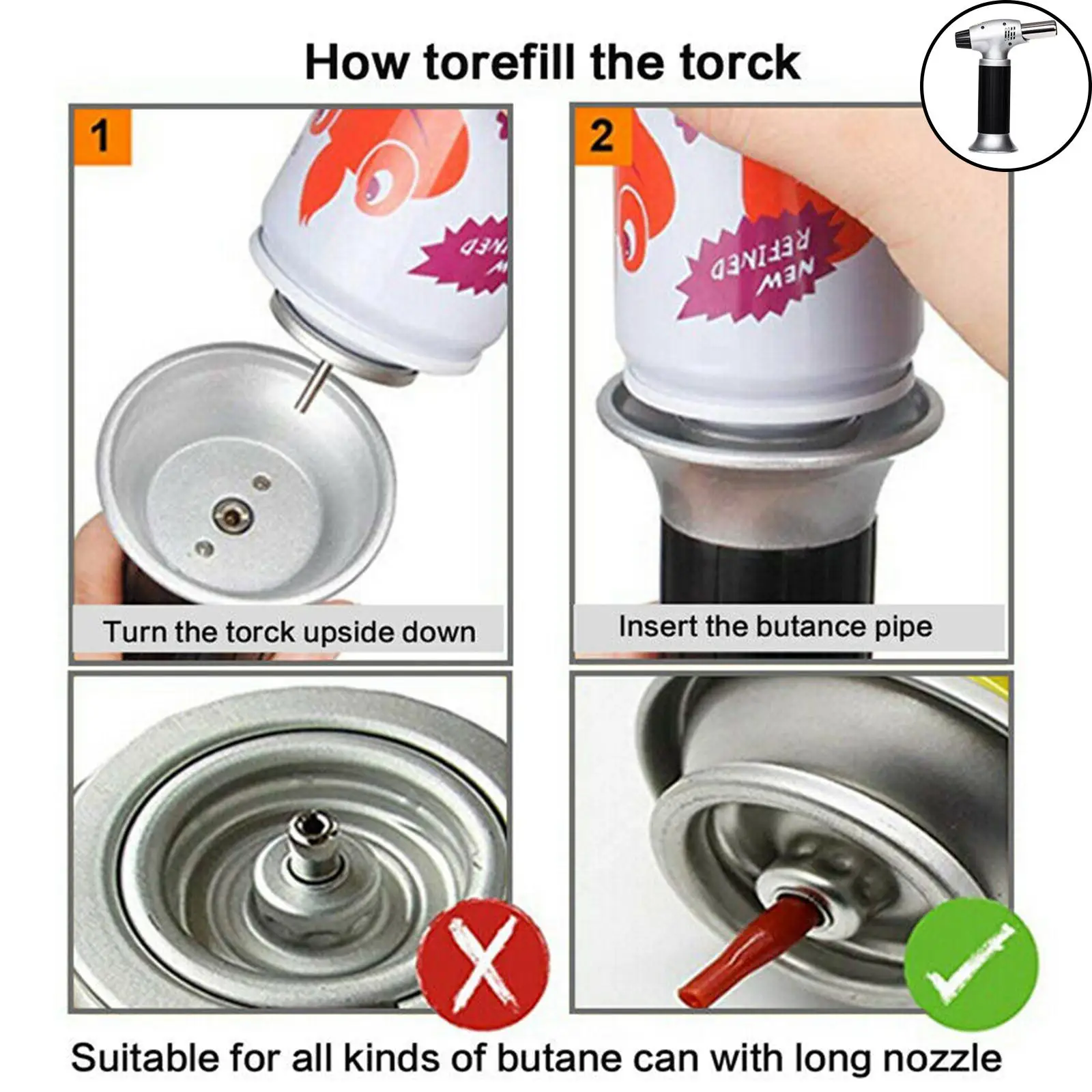 Kitchen Torch, Torch Cooking Torch with & Adjustable Flame for Cooking, BBQ, Baking, Baking DIY Soldering
Kitchen Torch, Torch Cooking Torch with & Adjustable Flame for Cooking, BBQ, Baking, Baking DIY Soldering