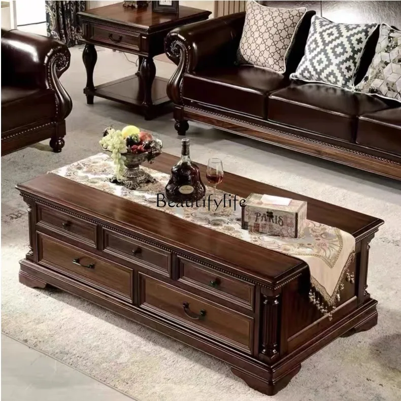 American solid wood coffee table storage table rectangular with pumping storage coffee table
American solid wood coffee table storage table rectangular with pumping storage coffee table