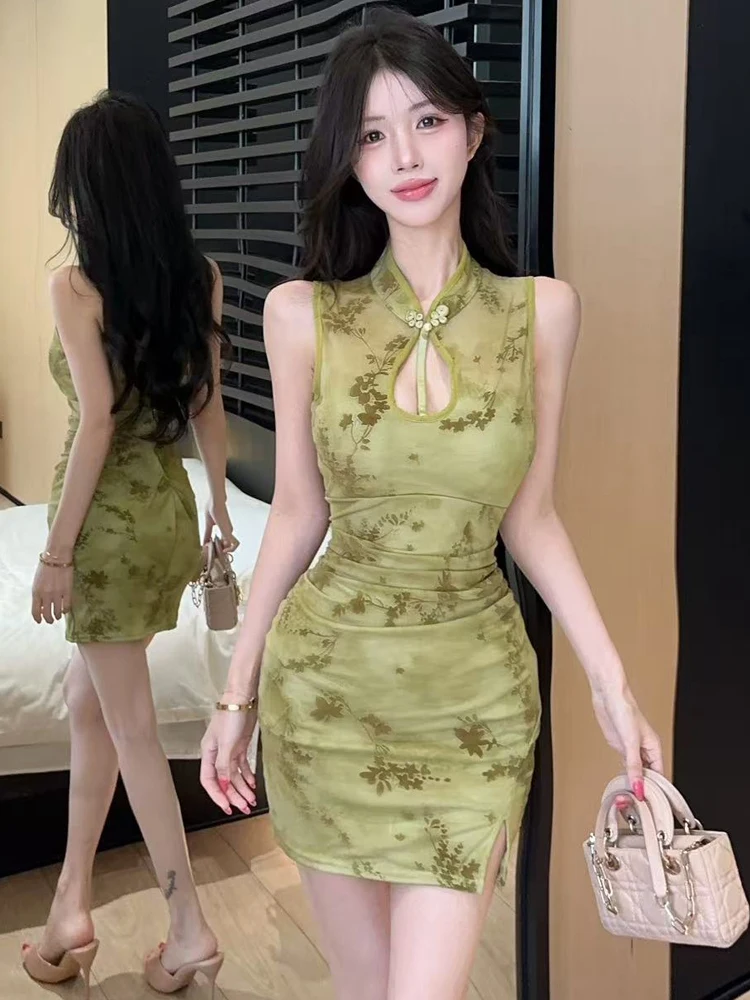 Chinese Style Sexy Print Sleeveless High Waist Slim Fit Shoulder Bared Bodycon Dress Women's Fashion Spring Summer Autumn
Chinese Style Sexy Print Sleeveless High Waist Slim Fit Shoulder Bared Bodycon Dress Women's Fashion Spring Summer Autumn
