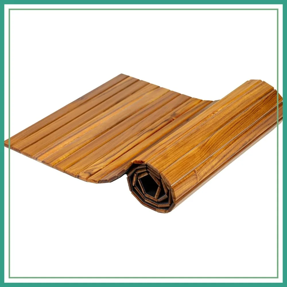 Teak Wood Mat for Bathroom Dry Areas, Non-Slip Rubber Back, Rollable Floor Mat for Kitchen, Vanity, Entryway
Teak Wood Mat for Bathroom Dry Areas, Non-Slip Rubber Back, Rollable Floor Mat for Kitchen, Vanity, Entryway