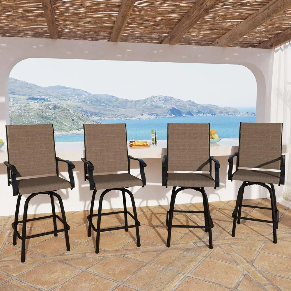 Set of 4 Swivel Outdoor Bar Stools, High Top Patio Chairs with Breathable Textilene Fabric
Set of 4 Swivel Outdoor Bar Stools, High Top Patio Chairs with Breathable Textilene Fabric