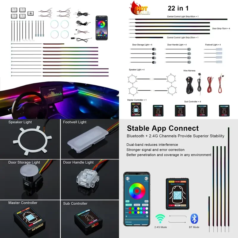 【CHIMU HOME】 OEM Manufacturer Customizable RGB Dynamic Symphony Car Interior Light 18/22 in 1 Ambient Atmosphere LED Light
【CHIMU HOME】 OEM Manufacturer Customizable RGB Dynamic Symphony Car Interior Light 18/22 in 1 Ambient Atmosphere LED Light