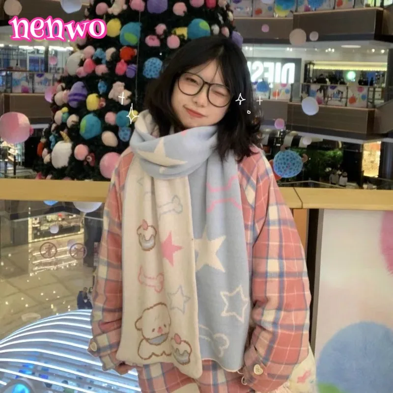 Японский милый шарф с мультяшным узором, женский зимний новый студенческий теплый платок двойного назначения, синий, белый цвет, универсальный шарф
Японский милый шарф с мультяшным узором, женский зимний новый студенческий теплый платок двойного назначения, синий, белый цвет, универсальный шарф