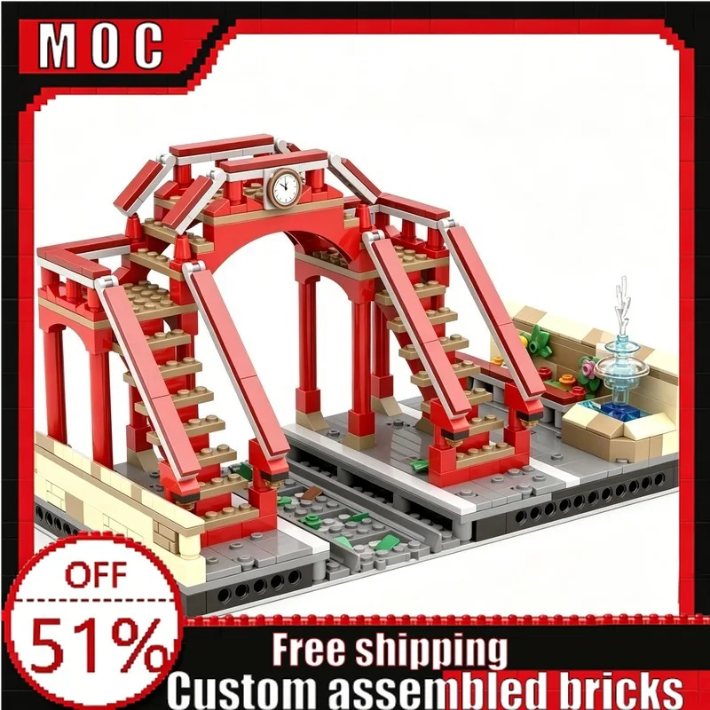447 Parts MOC Station Footbridge Module Model City Railway Scene Building Blocks DIY Educational Toys Birthday Christmas Gifts
447 Parts MOC Station Footbridge Module Model City Railway Scene Building Blocks DIY Educational Toys Birthday Christmas Gifts