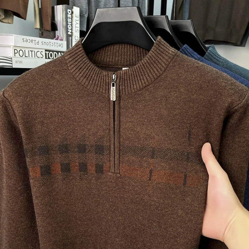 2025 New Winter Men's Warm Wool Texture Jacquard Half Zipper Sweater Thickened
2025 New Winter Men's Warm Wool Texture Jacquard Half Zipper Sweater Thickened