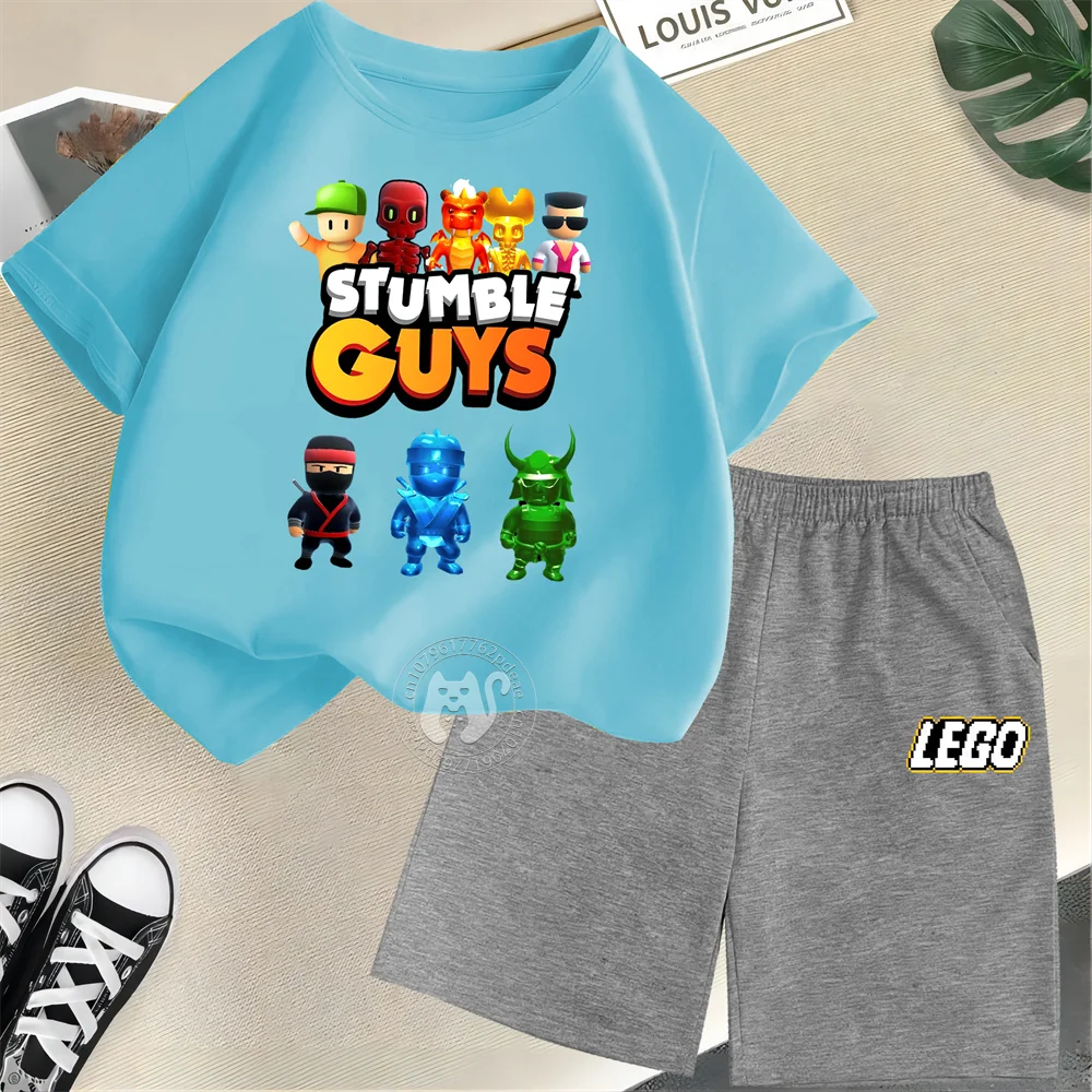 Cartoon Fun stumble guys Printed Boys Girls Summer 100% cotton T-shirt + Shorts Fashion street casual comfortable kids wear
Cartoon Fun stumble guys Printed Boys Girls Summer 100% cotton T-shirt + Shorts Fashion street casual comfortable kids wear
