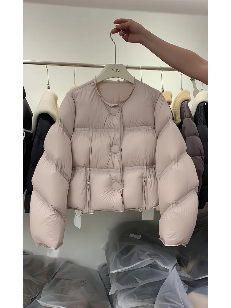Pink round Neck Three Button Short Cotton Jacket Women's Winter Thickened Bread Style Outerwear Warm Top Korean Loose Fit
Pink round Neck Three Button Short Cotton Jacket Women's Winter Thickened Bread Style Outerwear Warm Top Korean Loose Fit