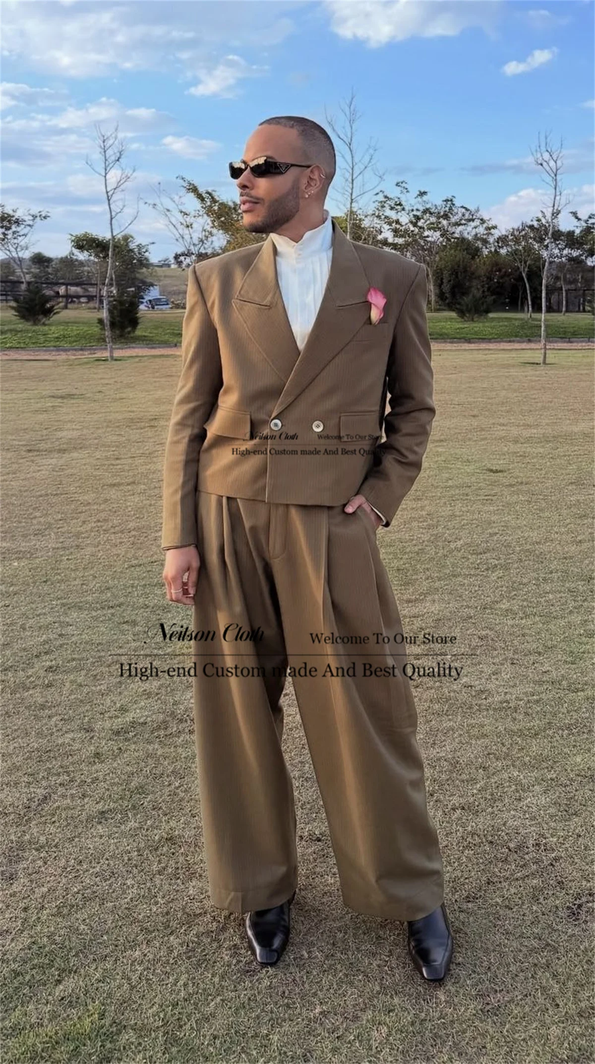 Fashion Peaked Lapel Male Prom Blazers Loose 2 Pieces Sets Groom Wedding Tuxedos Customized Double Breasted Terno Masculino
Fashion Peaked Lapel Male Prom Blazers Loose 2 Pieces Sets Groom Wedding Tuxedos Customized Double Breasted Terno Masculino