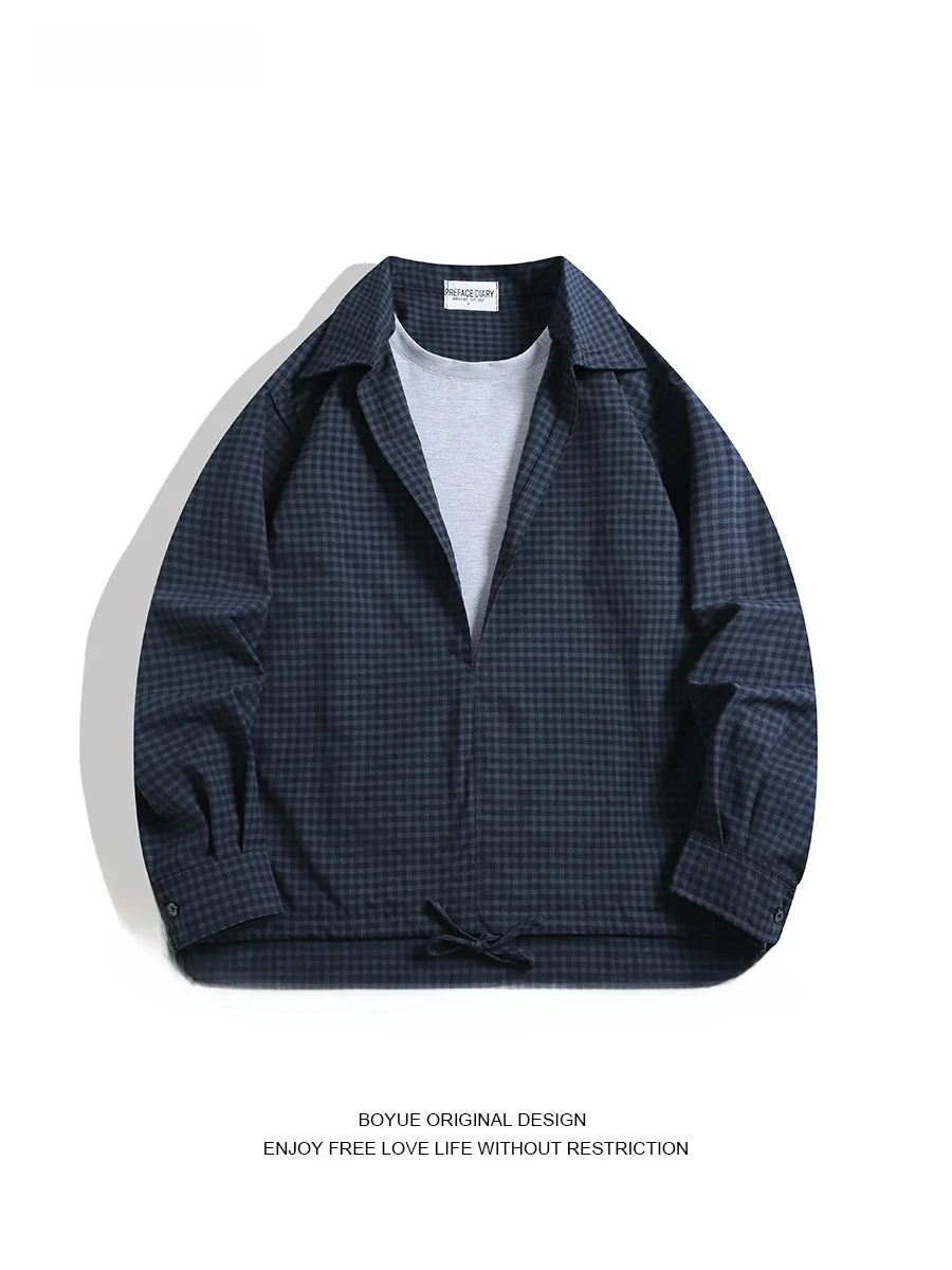Boyue Korean Plaid Faion Overhead irt Fake Two-Piece Neutral Sle Casual High-End Feeling Men's And Women's Long Sve
Boyue Korean Plaid Faion Overhead irt Fake Two-Piece Neutral Sle Casual High-End Feeling Men's And Women's Long Sve