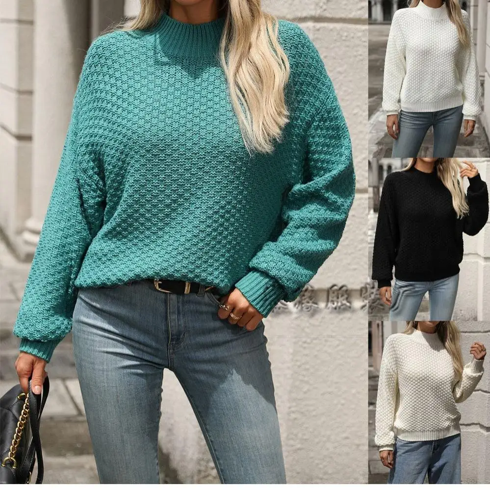 Однотонный вязаный свитер High Ne Long Sve Overhead Commute Sle, женское модное осенне-зимнее новое поступление 
Однотонный вязаный свитер High Ne Long Sve Overhead Commute Sle, женское модное осенне-зимнее новое поступление