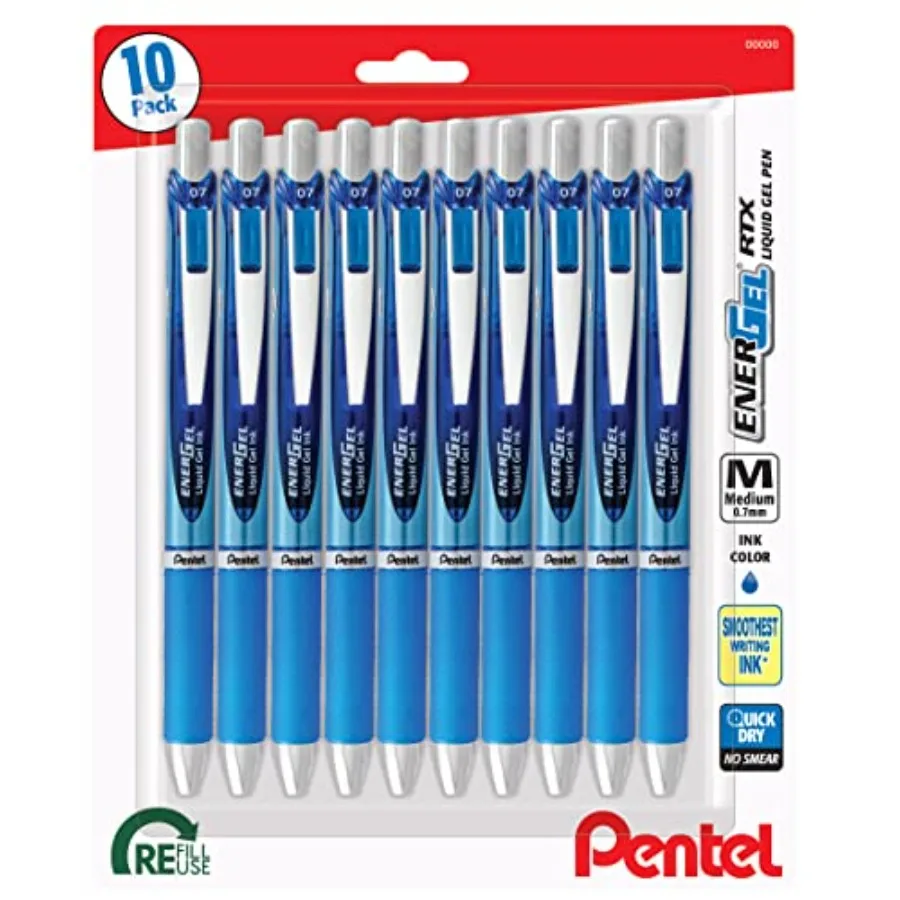 EnerGel RTX Retractable Premium Liquid Gel Pen, 0.7mm Needle Tip, Ultra Smooth, Medium Line, Blue Ink 10 Pack, BLN77BP10C
EnerGel RTX Retractable Premium Liquid Gel Pen, 0.7mm Needle Tip, Ultra Smooth, Medium Line, Blue Ink 10 Pack, BLN77BP10C