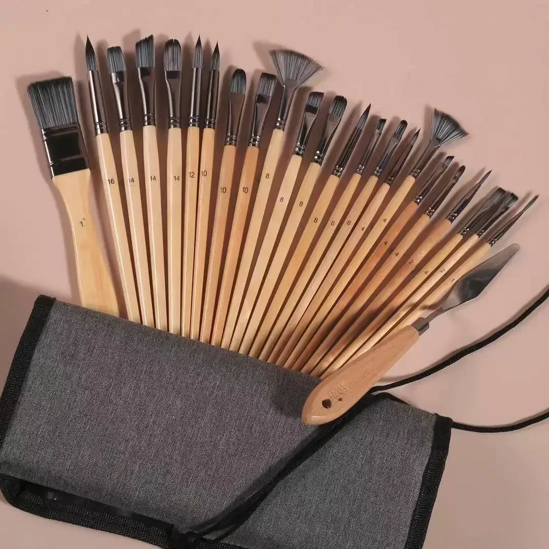 24 Piece Set High-quality Nylon Hair Birch Short Rod Artist Paint Brush Applicable To Watercolor and Acrylic Painting Art Supply
24 Piece Set High-quality Nylon Hair Birch Short Rod Artist Paint Brush Applicable To Watercolor and Acrylic Painting Art Supply