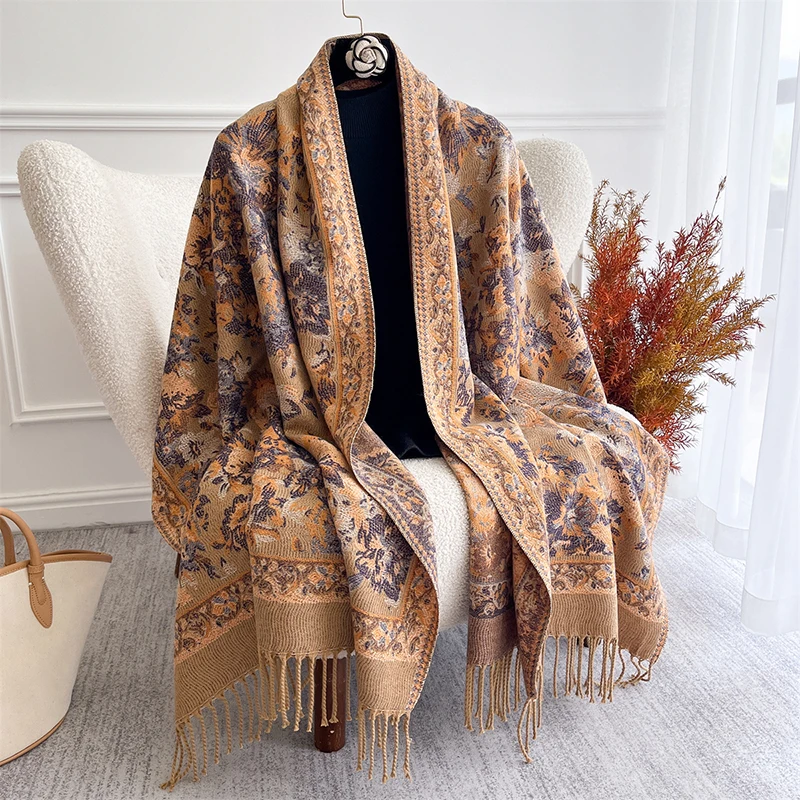 Winter Women Jacquard Pashmina Scarf Shawls Warm Cashmere Blanket Thick Bufanda Poncho Stoles for Lady Echarpe Tassel Scarves
Winter Women Jacquard Pashmina Scarf Shawls Warm Cashmere Blanket Thick Bufanda Poncho Stoles for Lady Echarpe Tassel Scarves