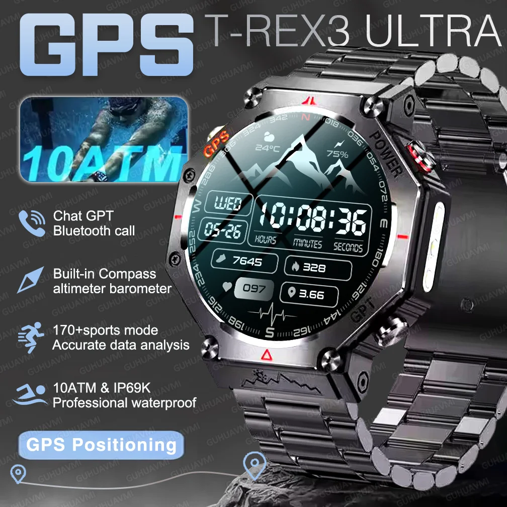 T-Rex 3 Ultra GPS Smart Watch 10 ATM Waterproof Built-in Dual-band GNSS Compass Military Sport Smartwatch Men 2026 New outdoors
T-Rex 3 Ultra GPS Smart Watch 10 ATM Waterproof Built-in Dual-band GNSS Compass Military Sport Smartwatch Men 2026 New outdoors