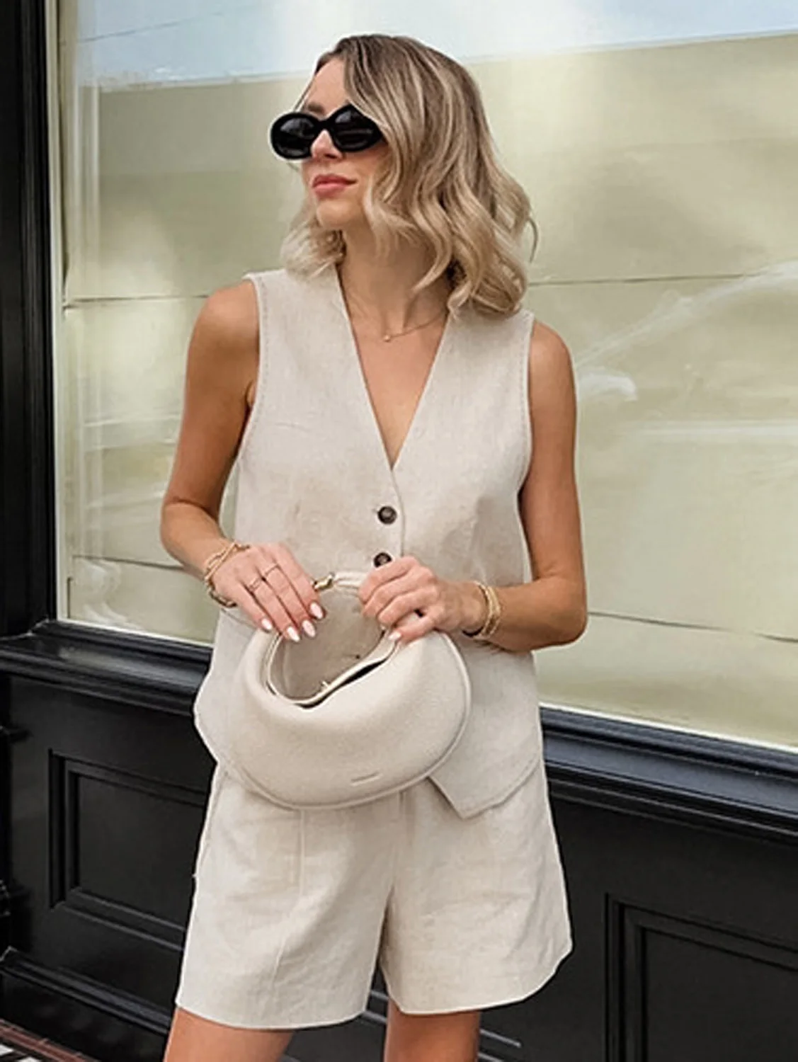 Women's European American Fashion Khaki Cotton Linen 2Pcs Set Sleeveless Vest & Shorts Spring Summer Casual Two-Piece Outfits
Women's European American Fashion Khaki Cotton Linen 2Pcs Set Sleeveless Vest & Shorts Spring Summer Casual Two-Piece Outfits